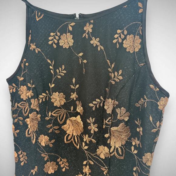 Jessica McClintock Y2K‎ 90s Floral Embroidered Sparkle High Neck Mini Dress 6 - Picture 2 of 9